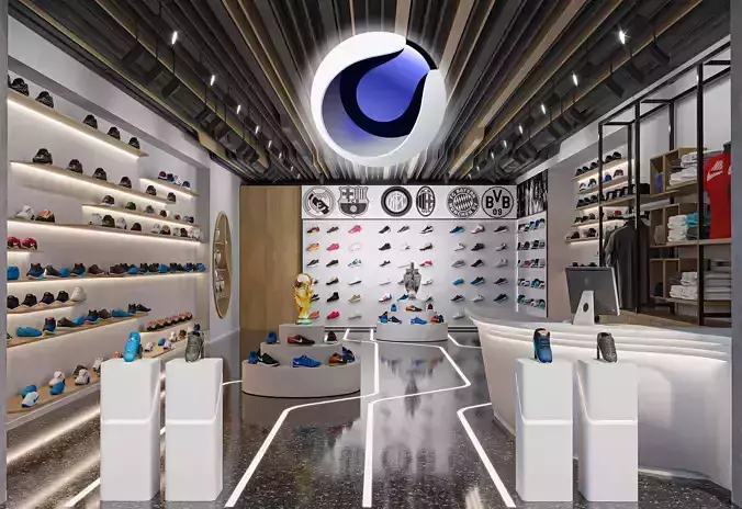Sport Shoes Store For Cinema 4D shoes shop Low-poly 3D model