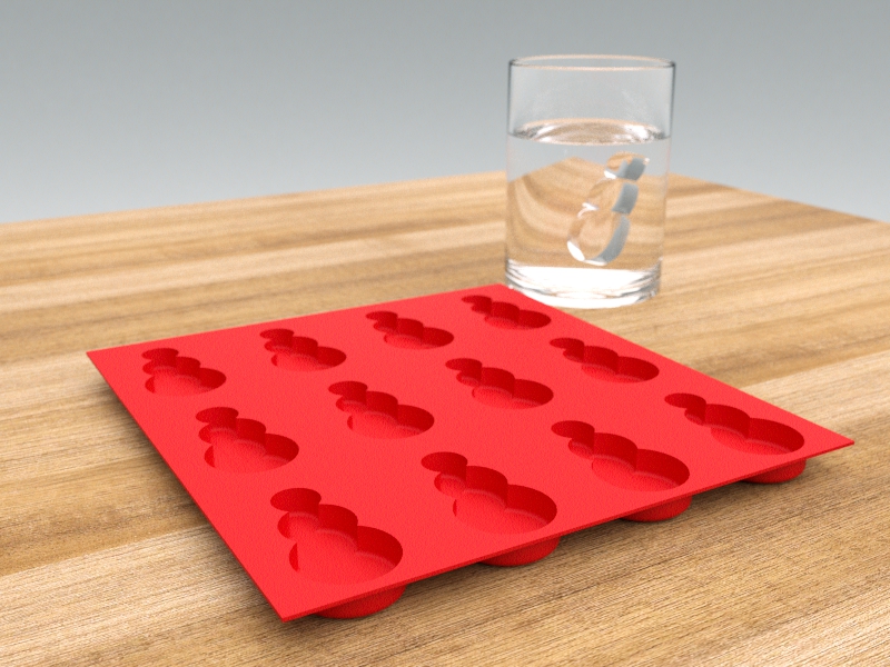 3D printable Ice cube mold Snowman 3D print model_1