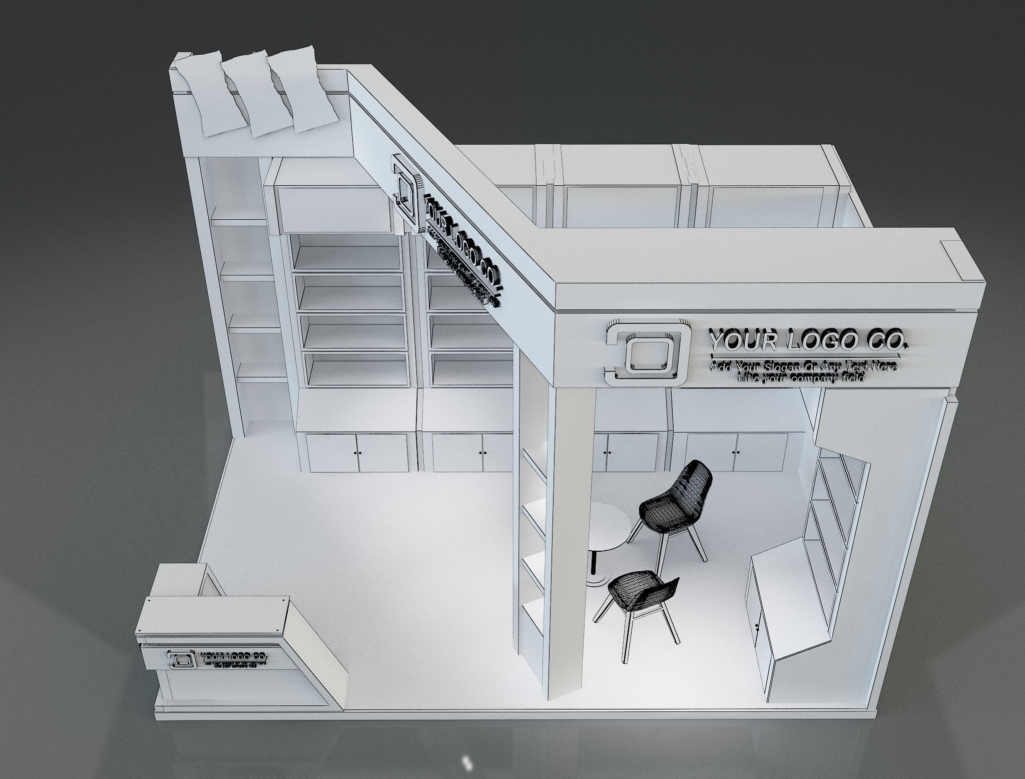 Booth Exhibition Stand a622b 3D model_7