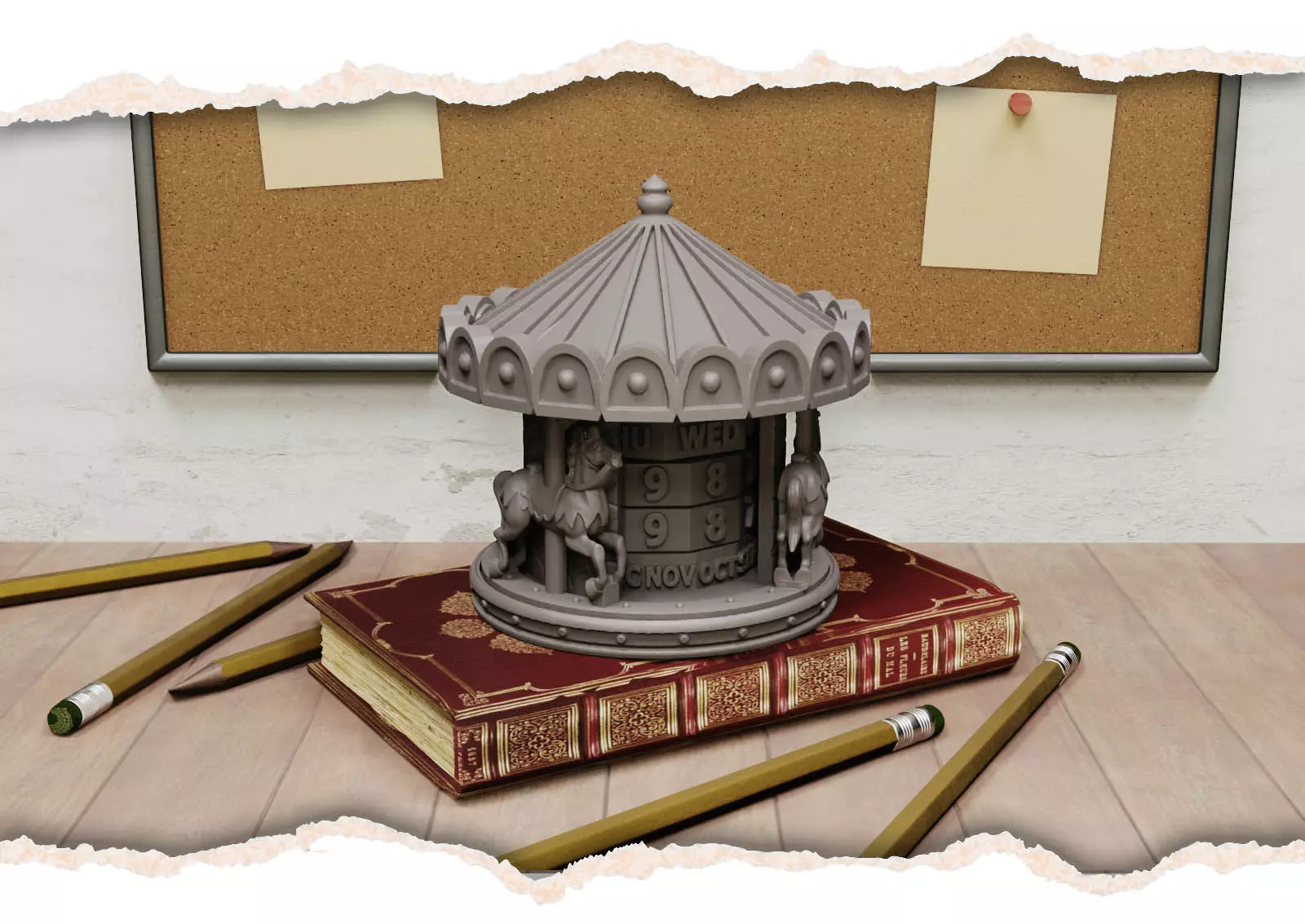 Carousel calendar 3D print model_0