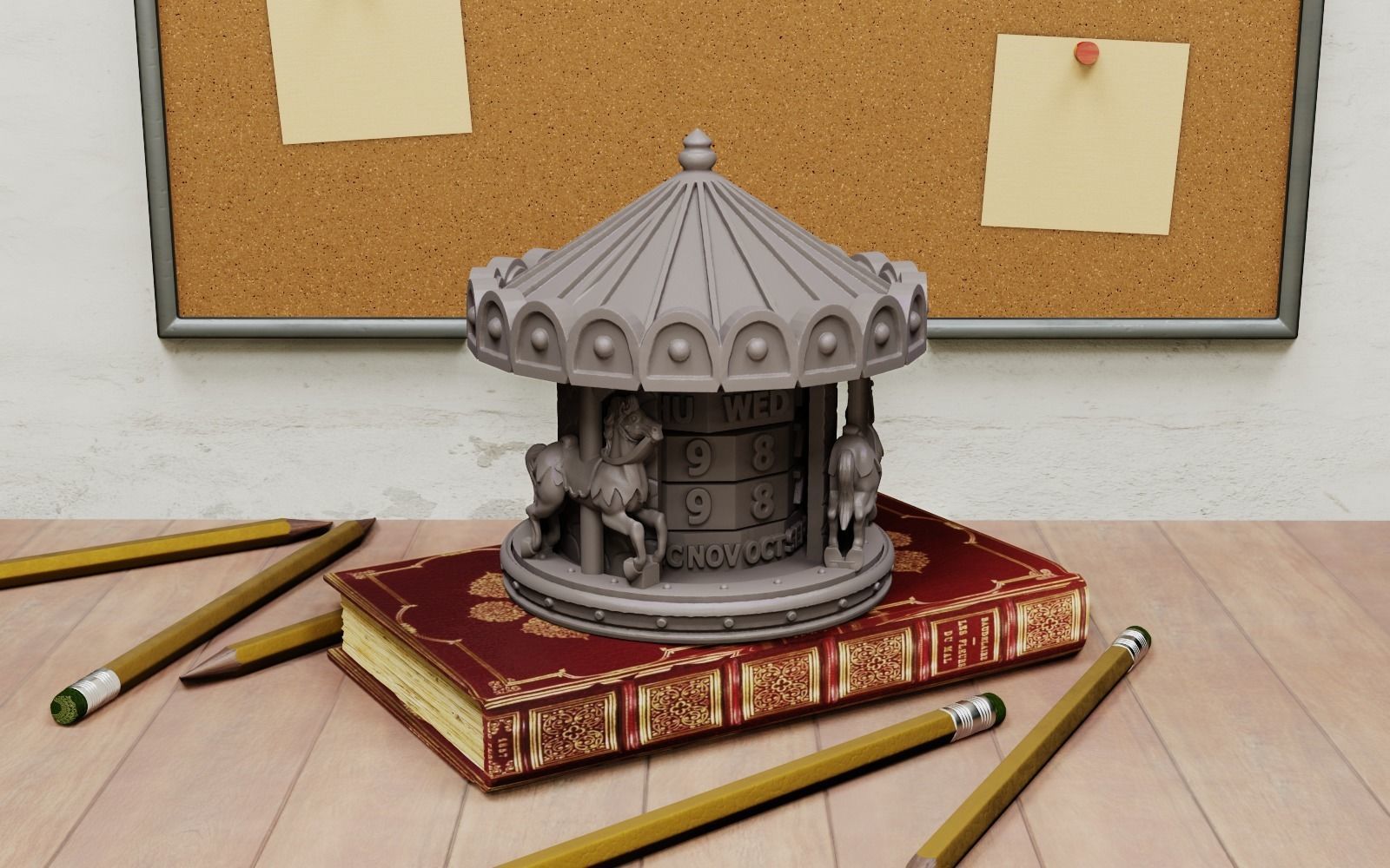 Carousel calendar 3D print model_1