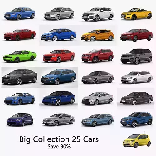 Big Collection 25 cars 3D model 3D model