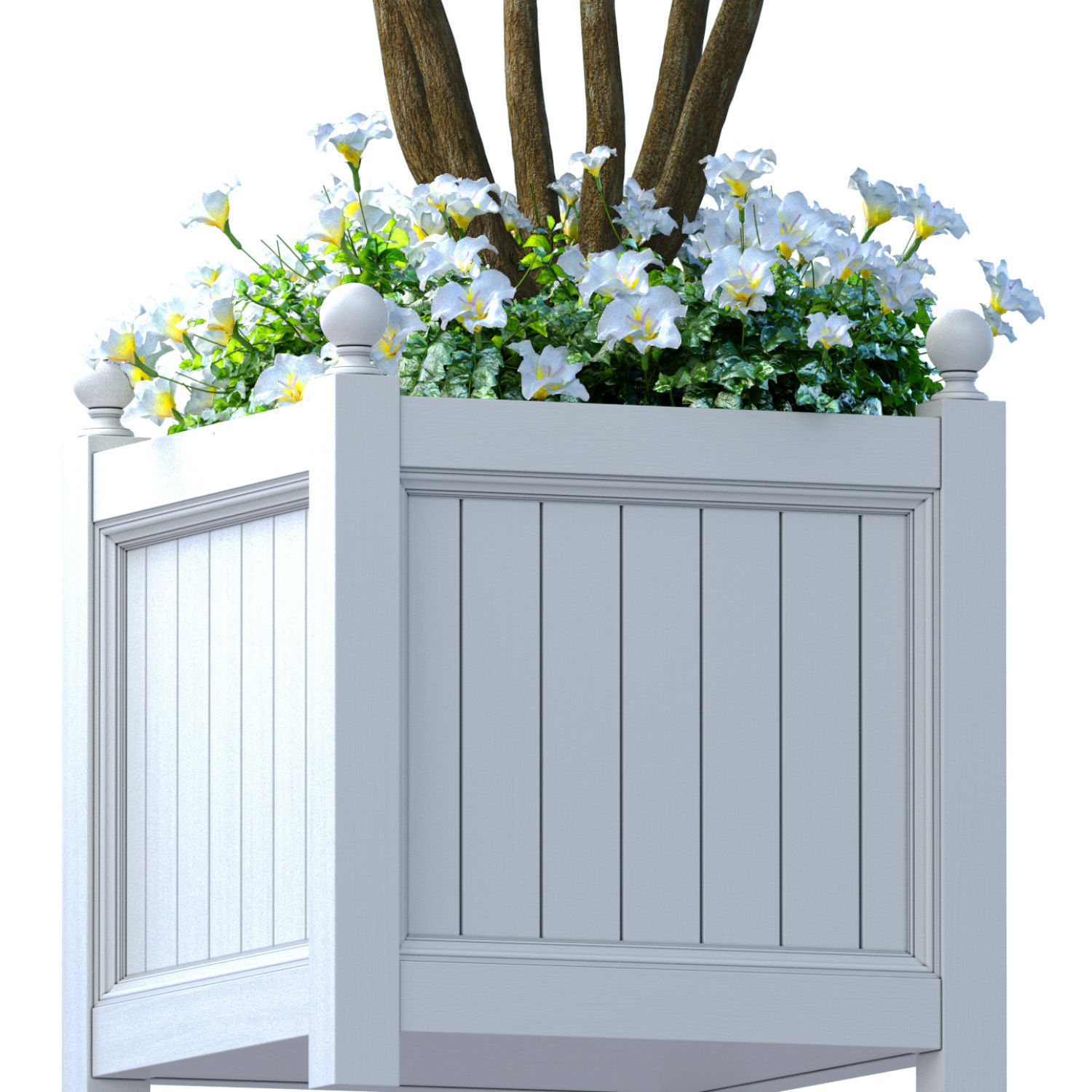 Decorative tree in a garden planter with flowers Houseplant 3D model_1
