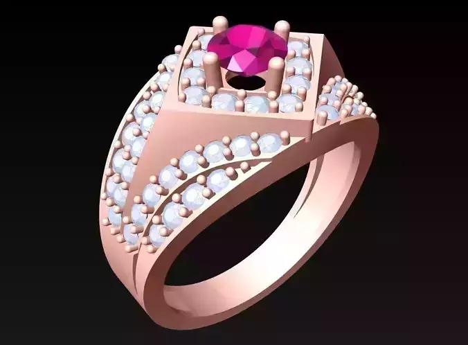 Diamond Ring - Mens Rings -N336 3D print model