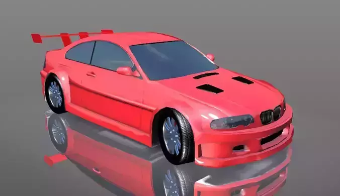 New Sports Car E-46 GTR Lowpoly 3D Model - Game Ready Asset