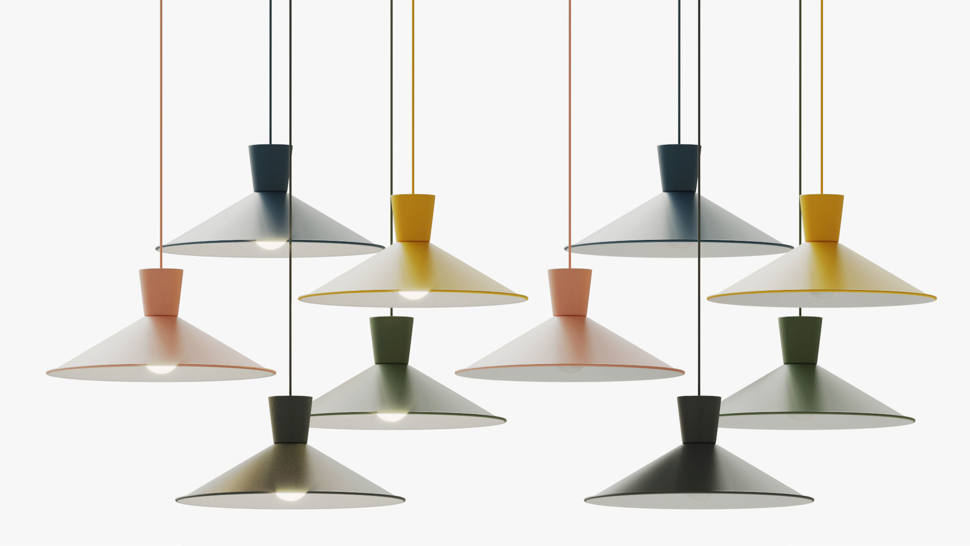 Cone Down Lighting Pendant Nordic 3D model_2