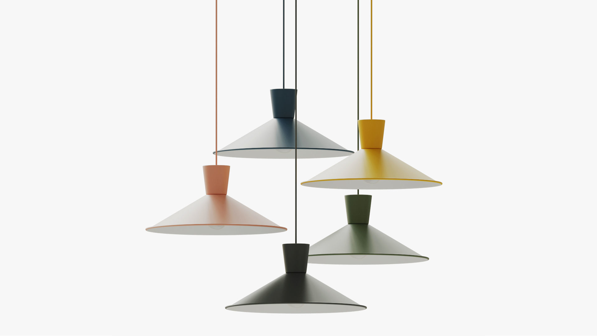 Cone Down Lighting Pendant Nordic 3D model_1