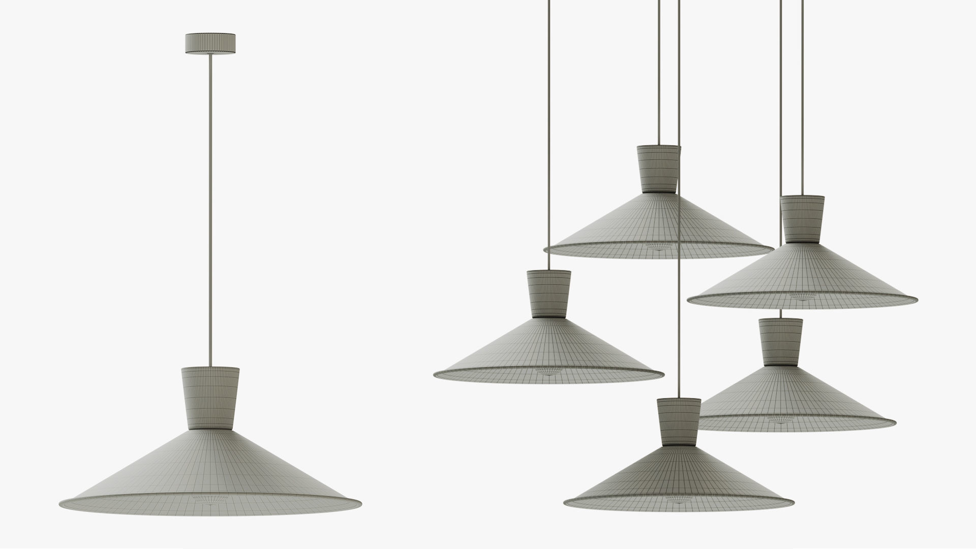 Cone Down Lighting Pendant Nordic 3D model_9