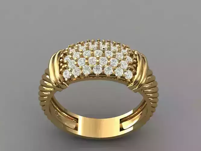 gold pave gem ring