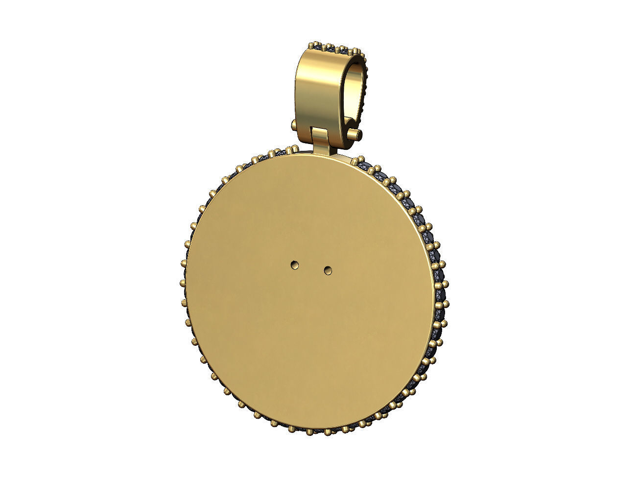 Horned ghost diamond round iced pendant with bail 3D print model_4