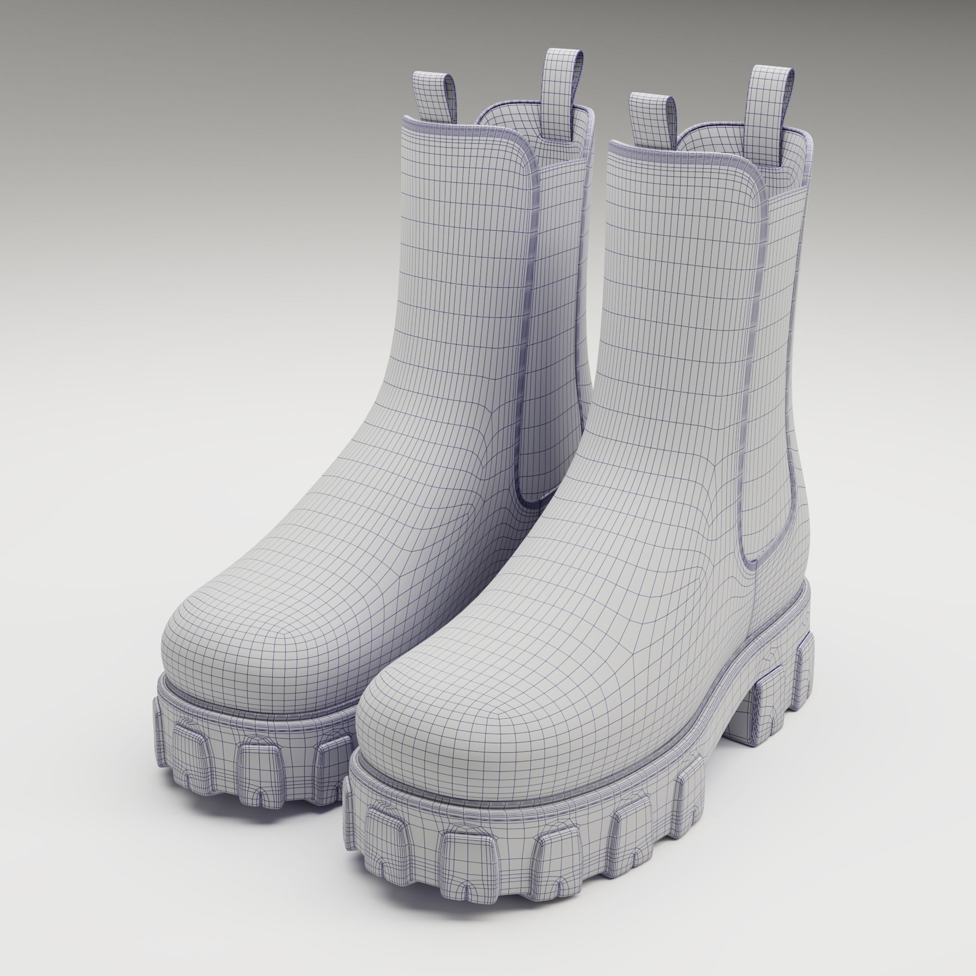 Prada monolith leather boots Low-poly 3D model_16