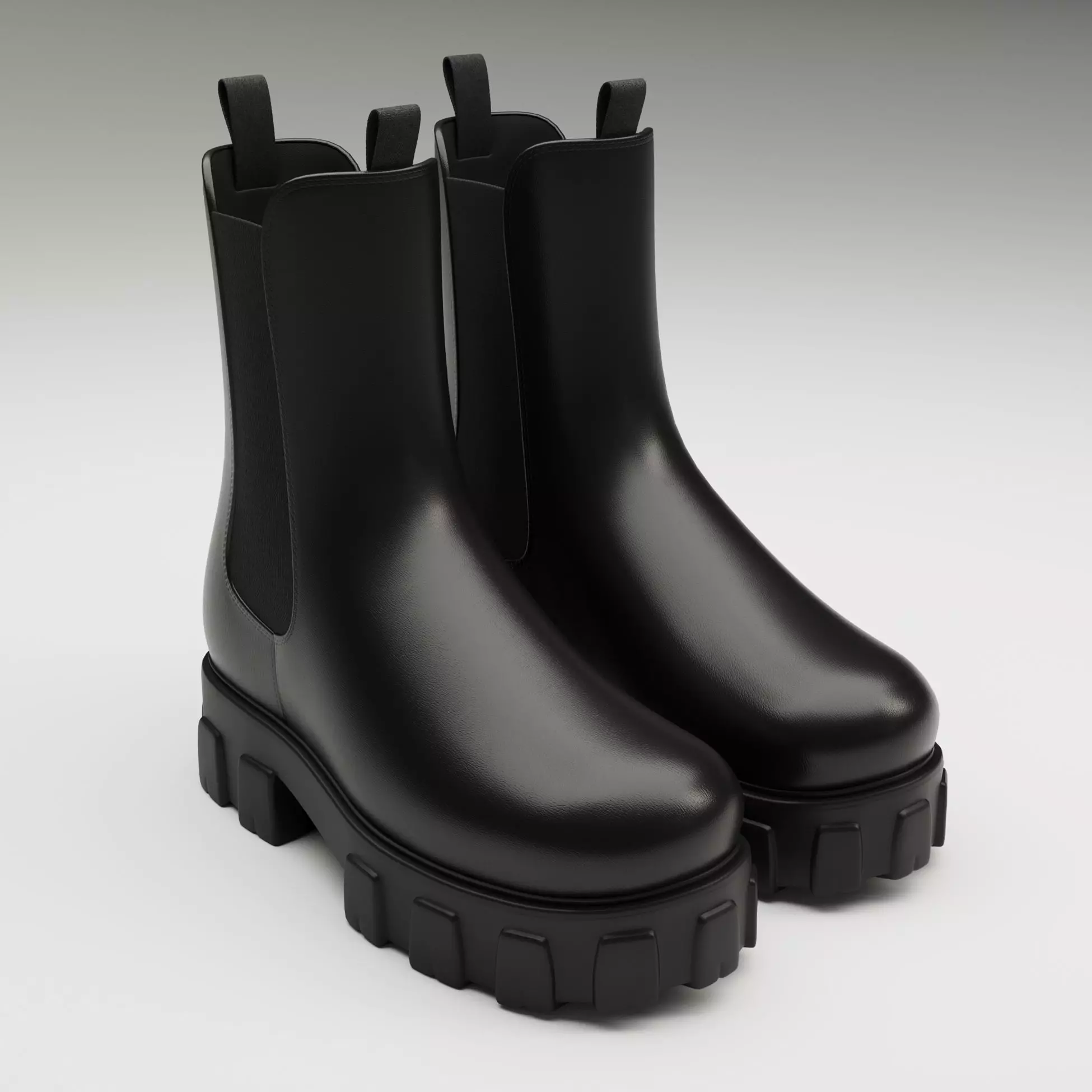 Prada monolith leather boots Low-poly 3D model_0