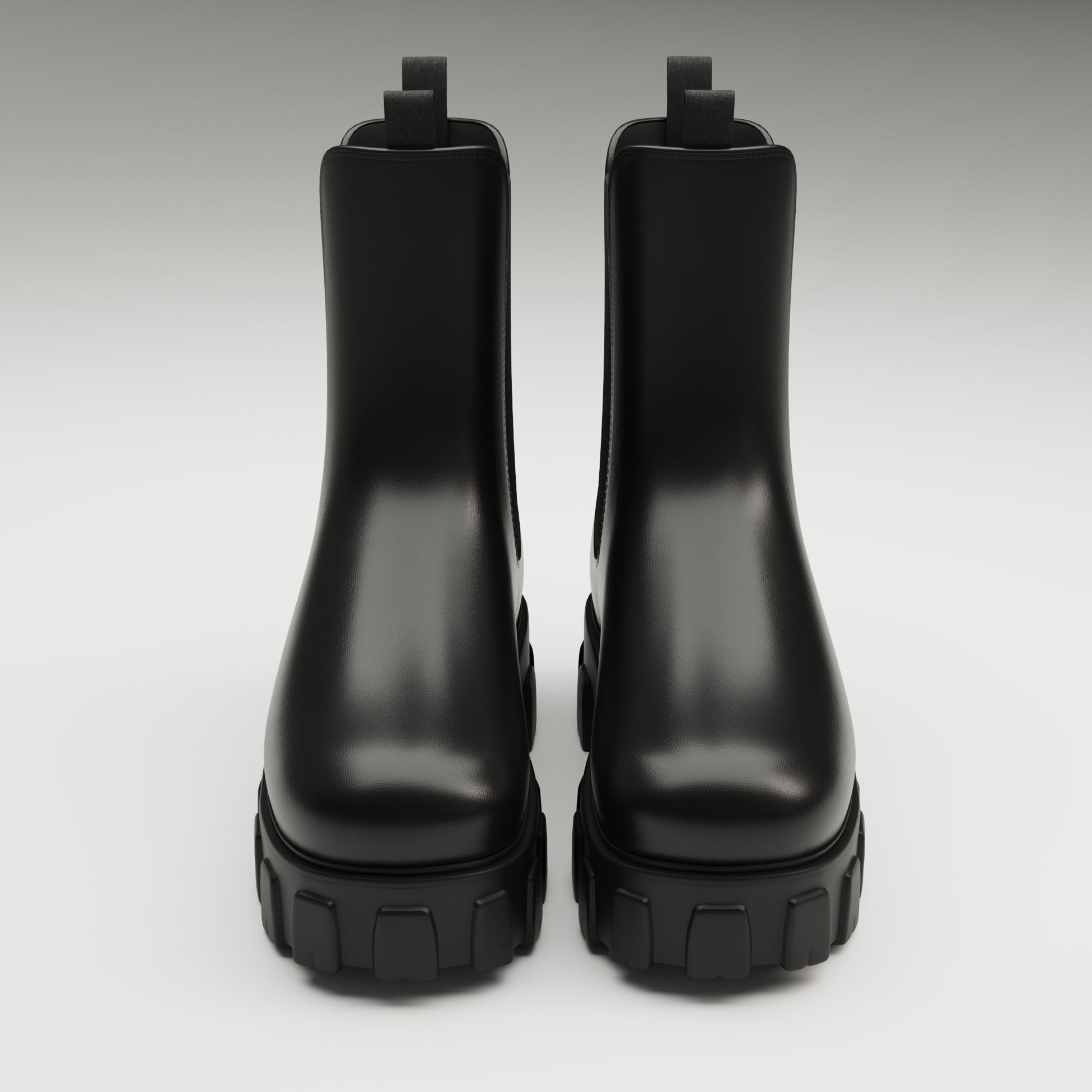 Prada monolith leather boots Low-poly 3D model_7