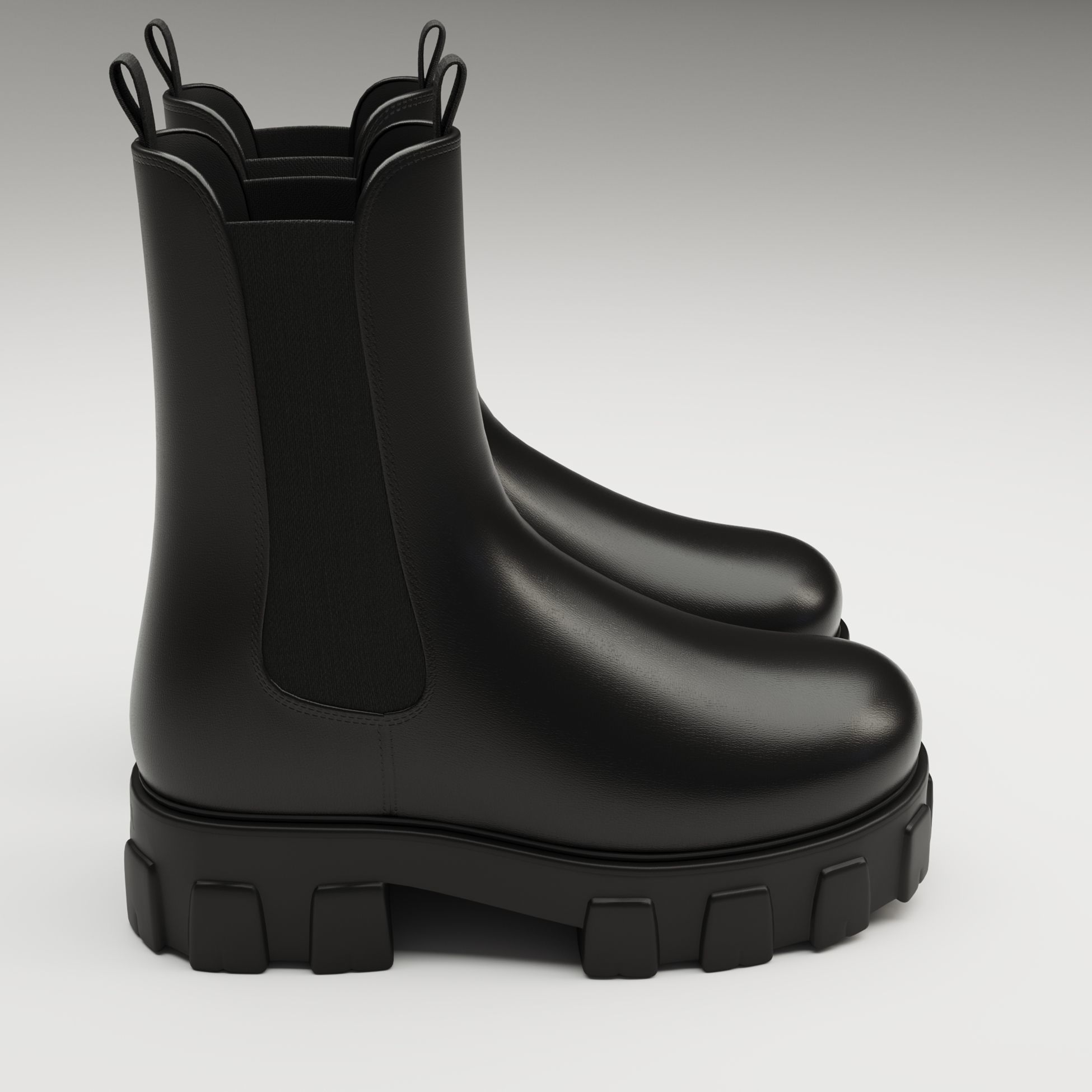 Prada monolith leather boots Low-poly 3D model_1