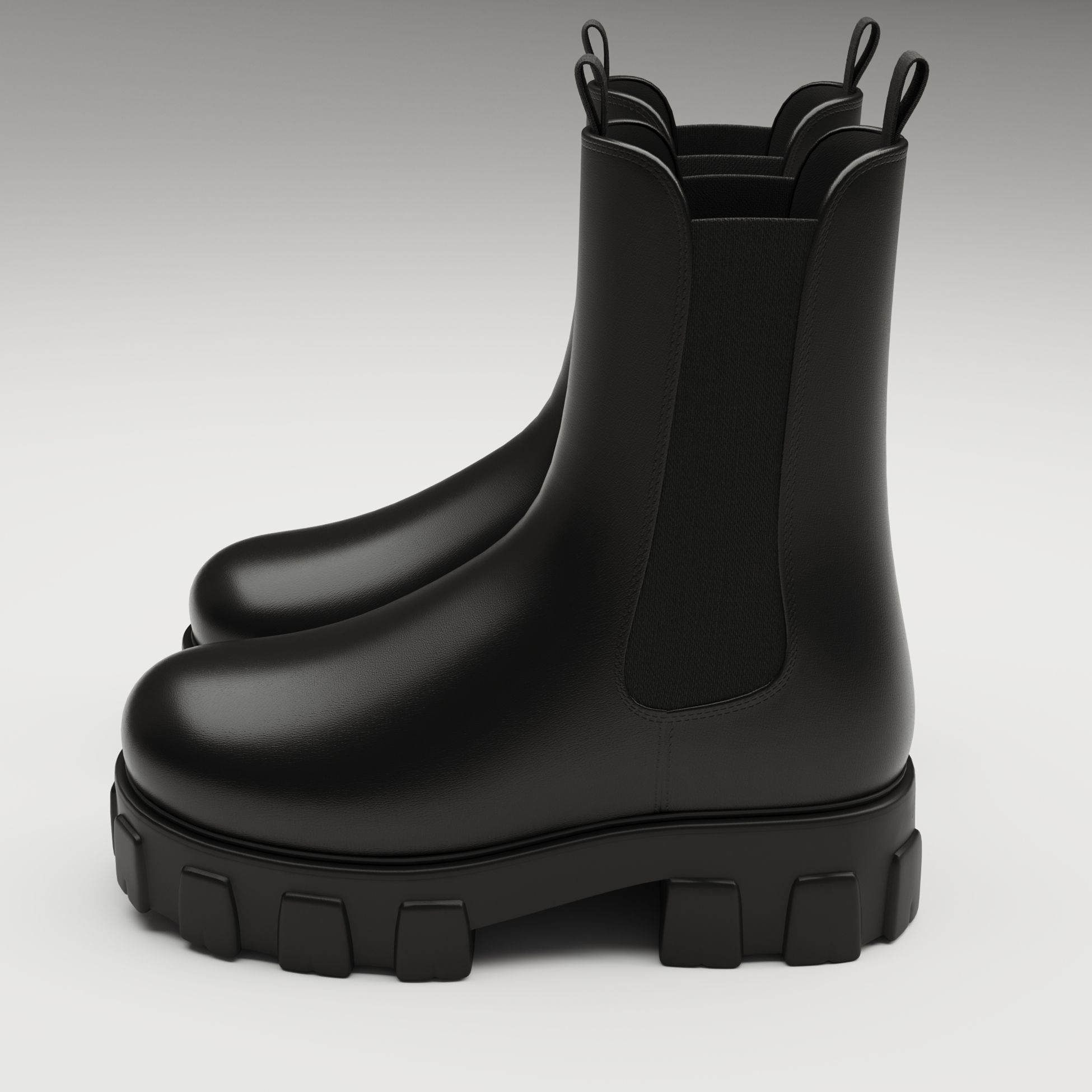 Prada monolith leather boots Low-poly 3D model_5