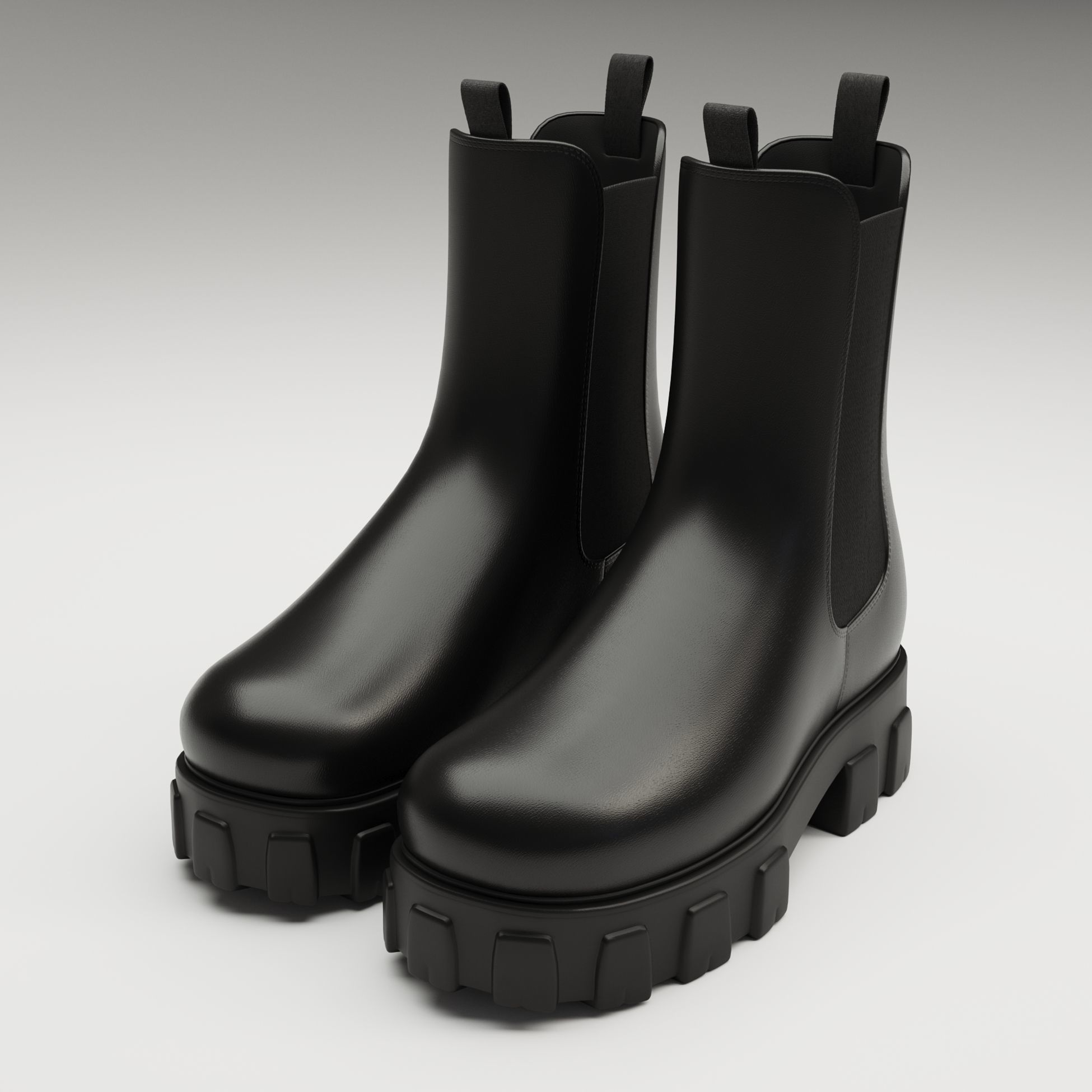 Prada monolith leather boots Low-poly 3D model_6