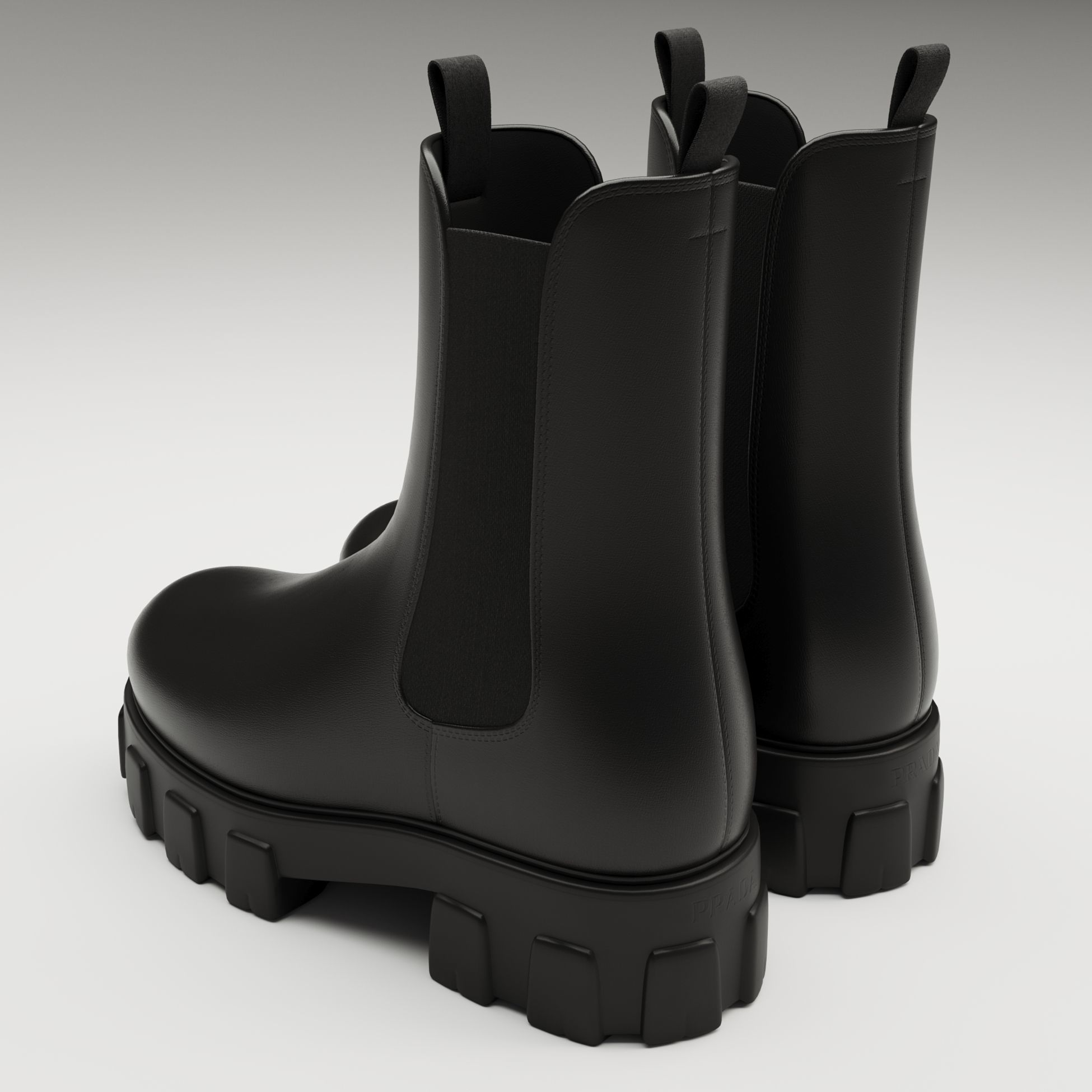 Prada monolith leather boots Low-poly 3D model_4