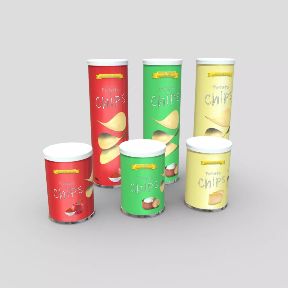 Potato Chips Tube Pack Low-poly 3D model