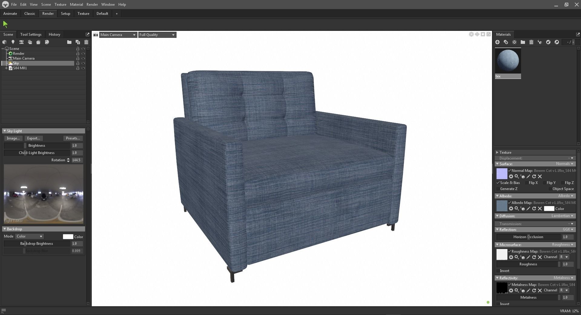 Simple classic modern modular sleeper sofa Low-poly 3D model_29