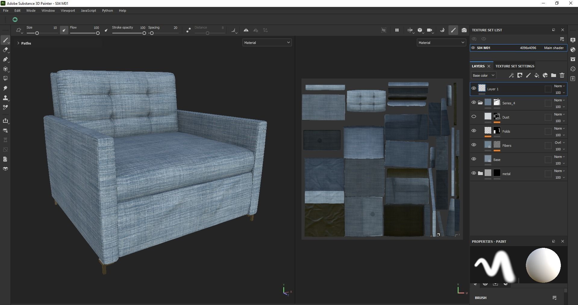 Simple classic modern modular sleeper sofa Low-poly 3D model_20