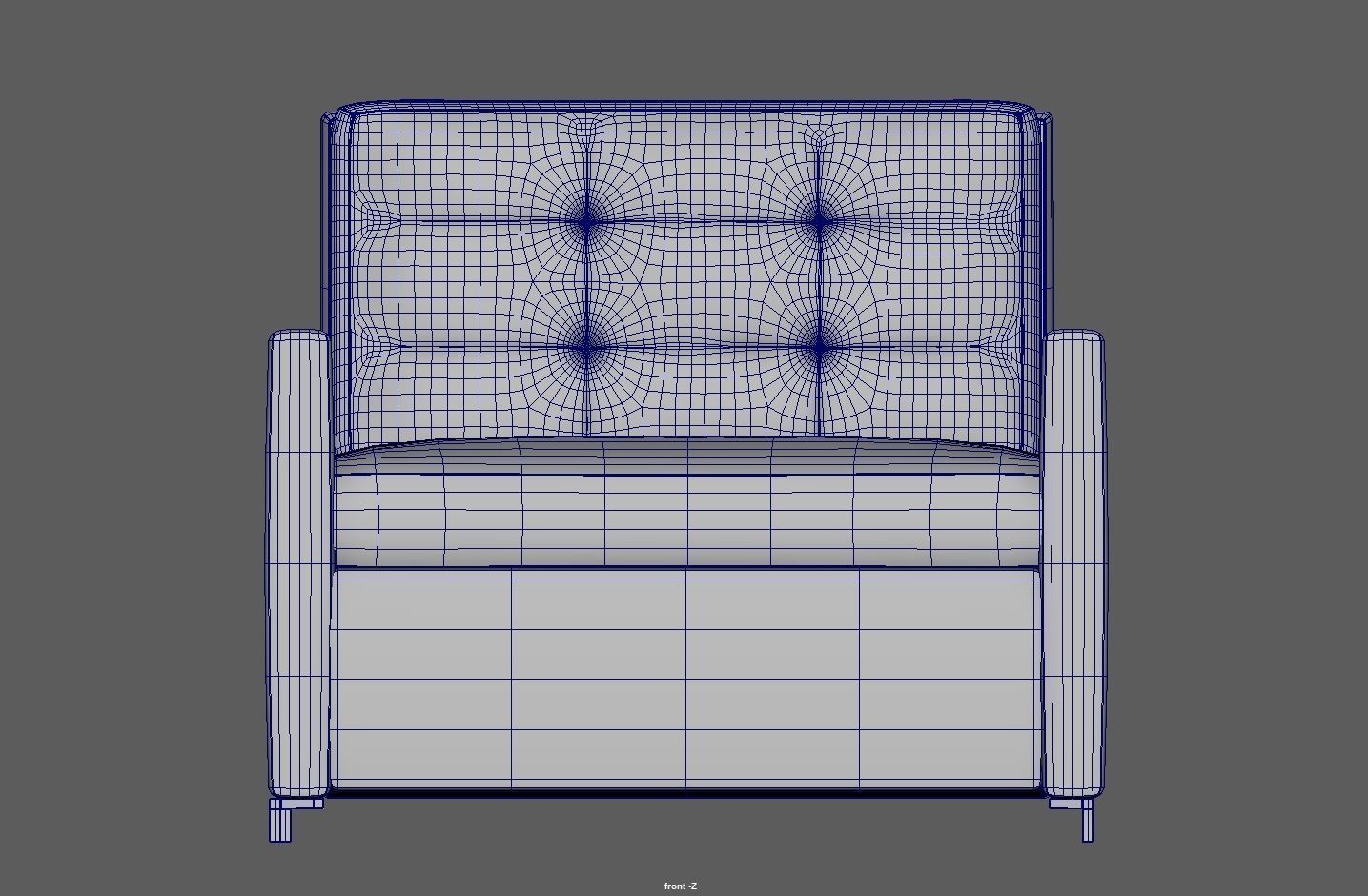 Simple classic modern modular sleeper sofa Low-poly 3D model_15