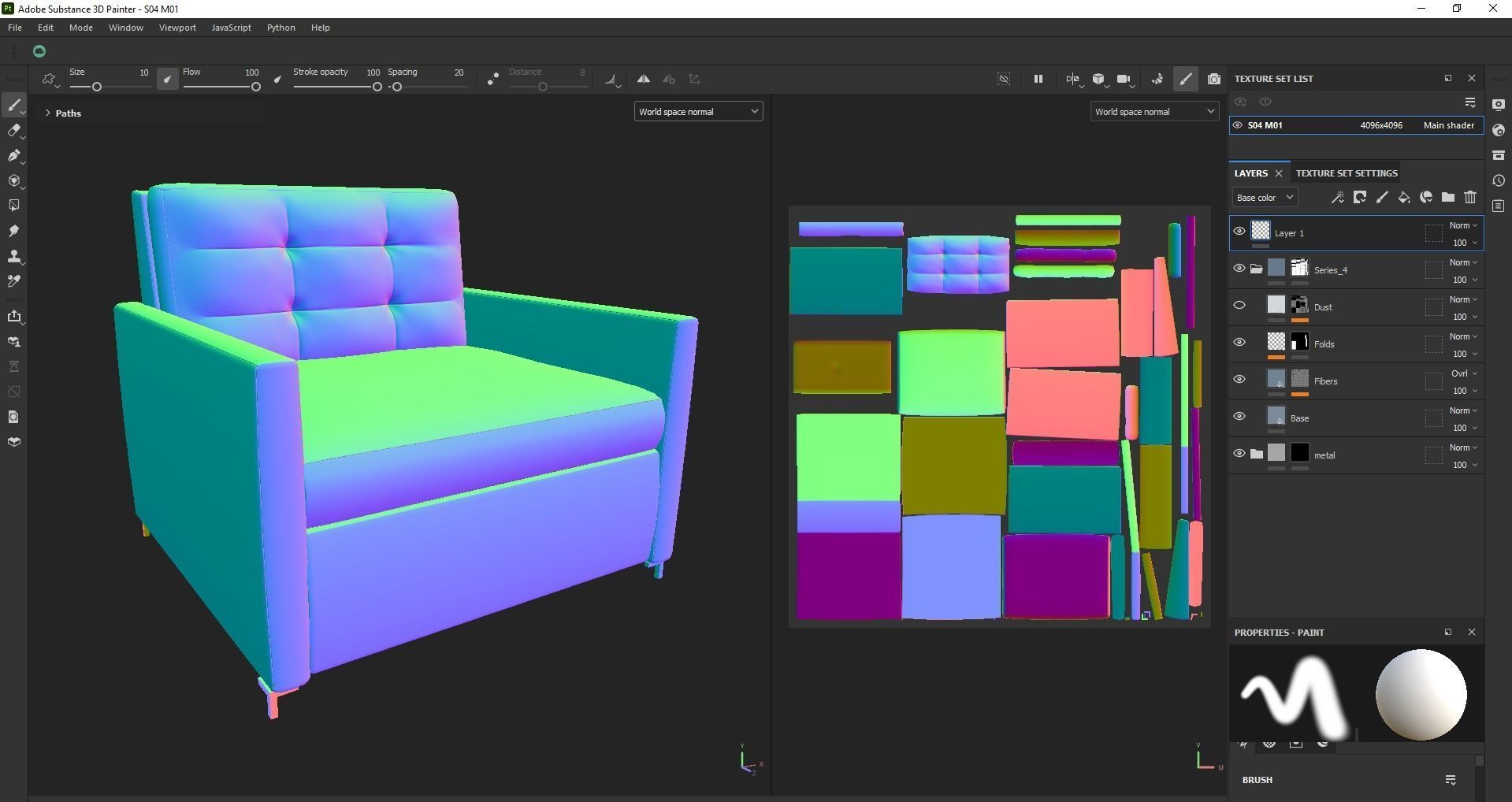 Simple classic modern modular sleeper sofa Low-poly 3D model_22
