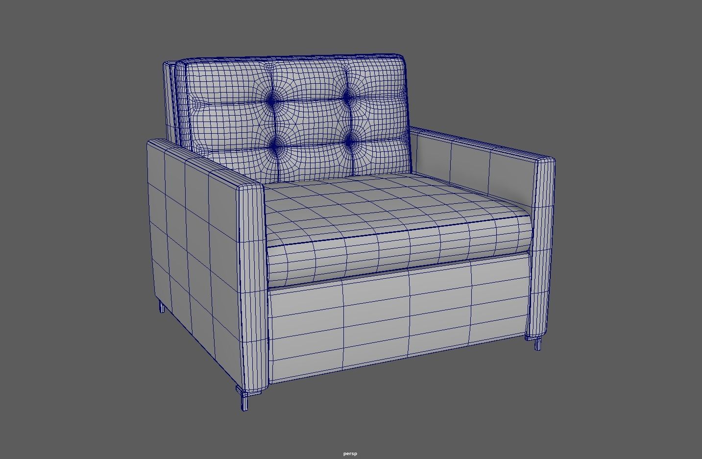Simple classic modern modular sleeper sofa Low-poly 3D model_9