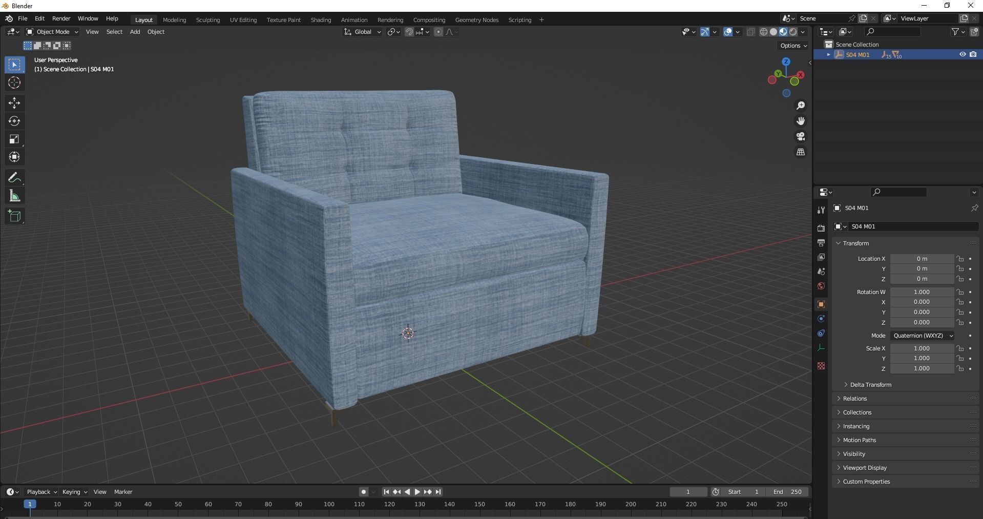 Simple classic modern modular sleeper sofa Low-poly 3D model_30