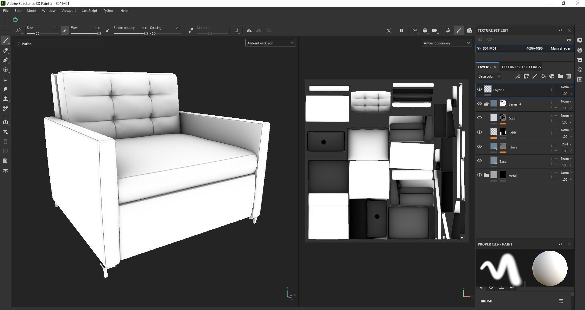 Simple classic modern modular sleeper sofa Low-poly 3D model_24