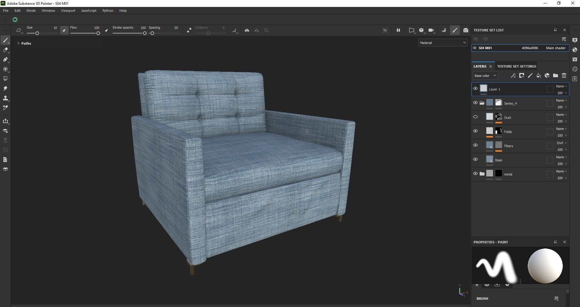 Simple classic modern modular sleeper sofa Low-poly 3D model_19