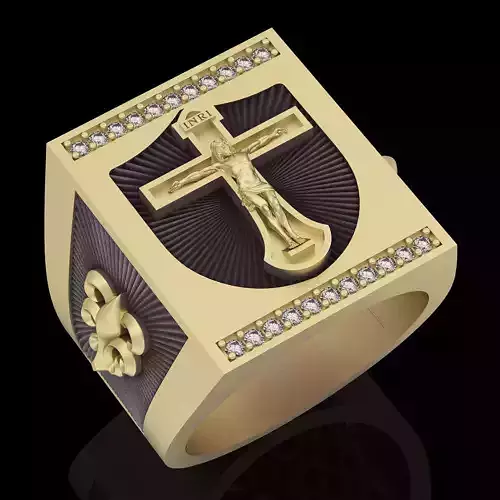 Jesus Christ ring silver gold printable jewelry 3D model