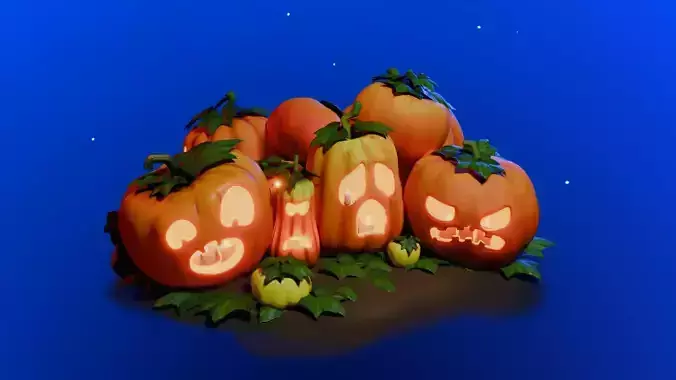 Stylized Pumpkins and Jack-O-Lanterns LOD