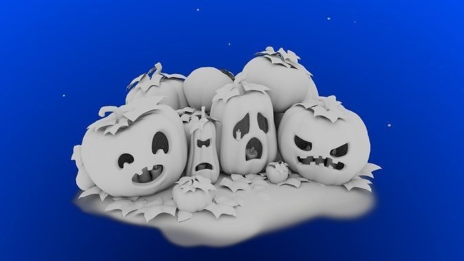 Stylized Pumpkins and Jack-O-Lanterns LOD Low-poly 3D model 2