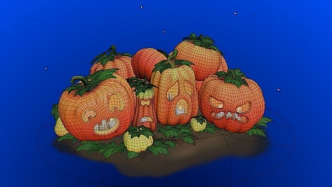 Stylized Pumpkins and Jack-O-Lanterns LOD Low-poly 3D model 4