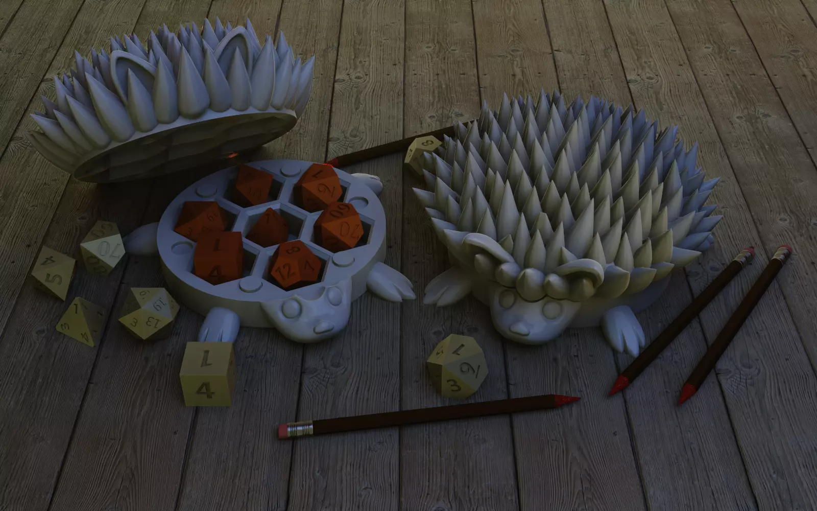 Hedgehog dice holder 3D print model_0