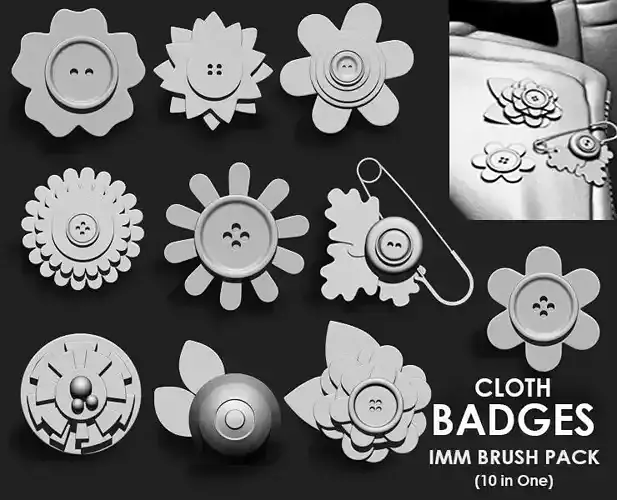 Cloth Badges IMM Brush Pack 10 in One