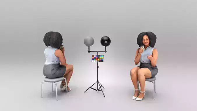 Afro-American woman in office attire on break 417