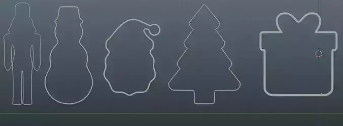 Christmas dough molds 5 pack shapes 3D print model