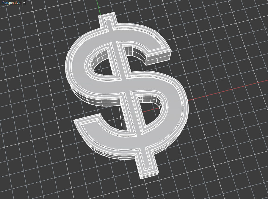 Dollar symbol stud earring enamel ready 3D print model_16