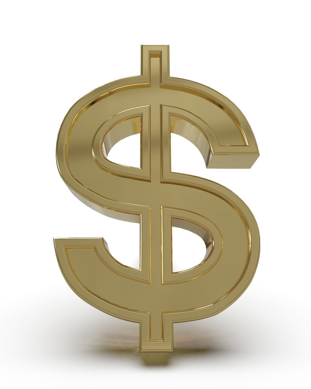 Dollar symbol stud earring enamel ready 3D print model_1