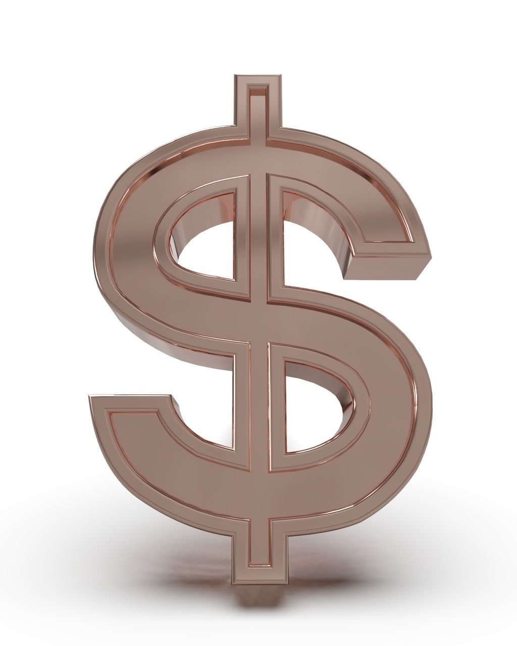 Dollar symbol stud earring enamel ready 3D print model_3