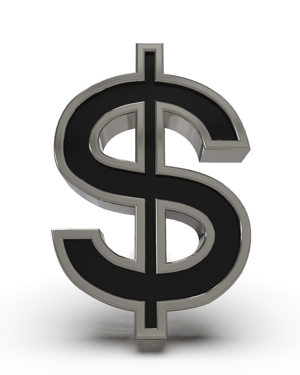 Dollar symbol stud earring enamel ready 3D print model_5