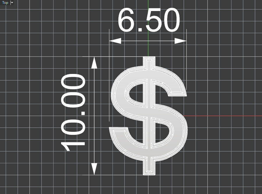 Dollar symbol stud earring enamel ready 3D print model_14