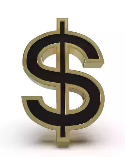 Dollar symbol stud earring enamel ready 3D print model
