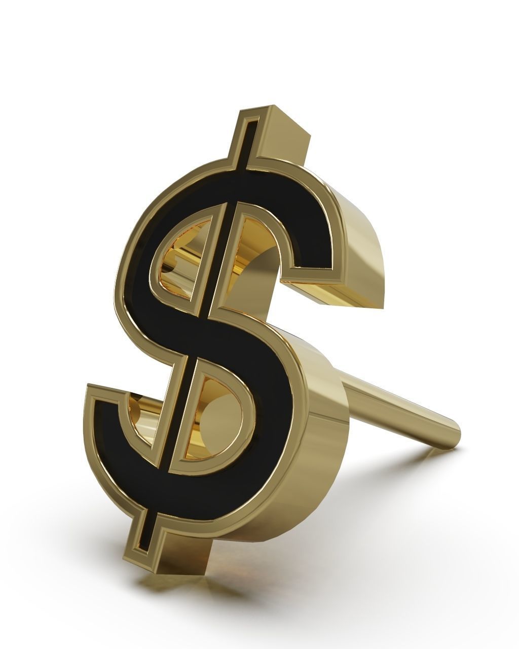 Dollar symbol stud earring enamel ready 3D print model_6