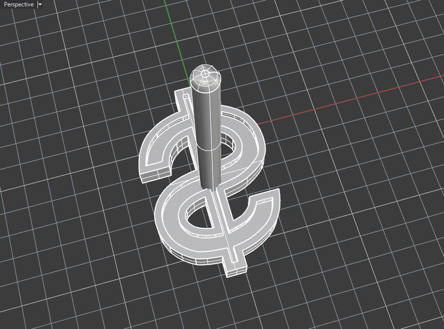 Dollar symbol stud earring enamel ready 3D print model_17