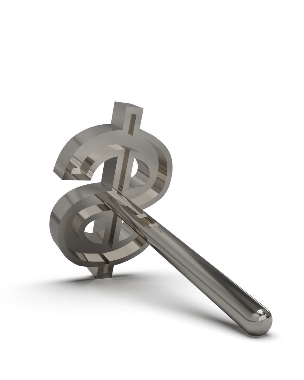 Dollar symbol stud earring enamel ready 3D print model_11