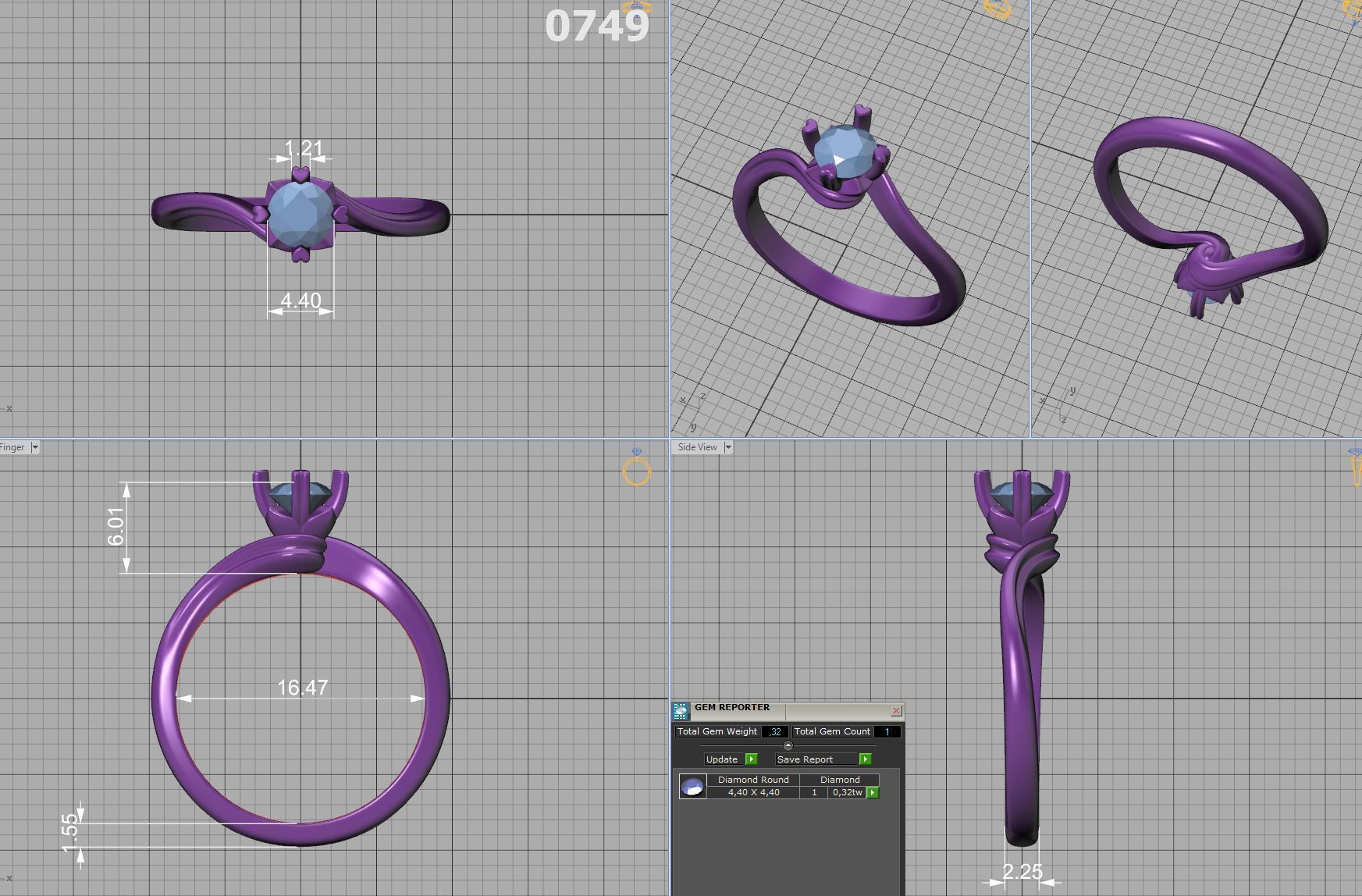 Bypass Solitaire Promise ring 30 pointer Engagement Ring 3Dmodel 3D print model_8