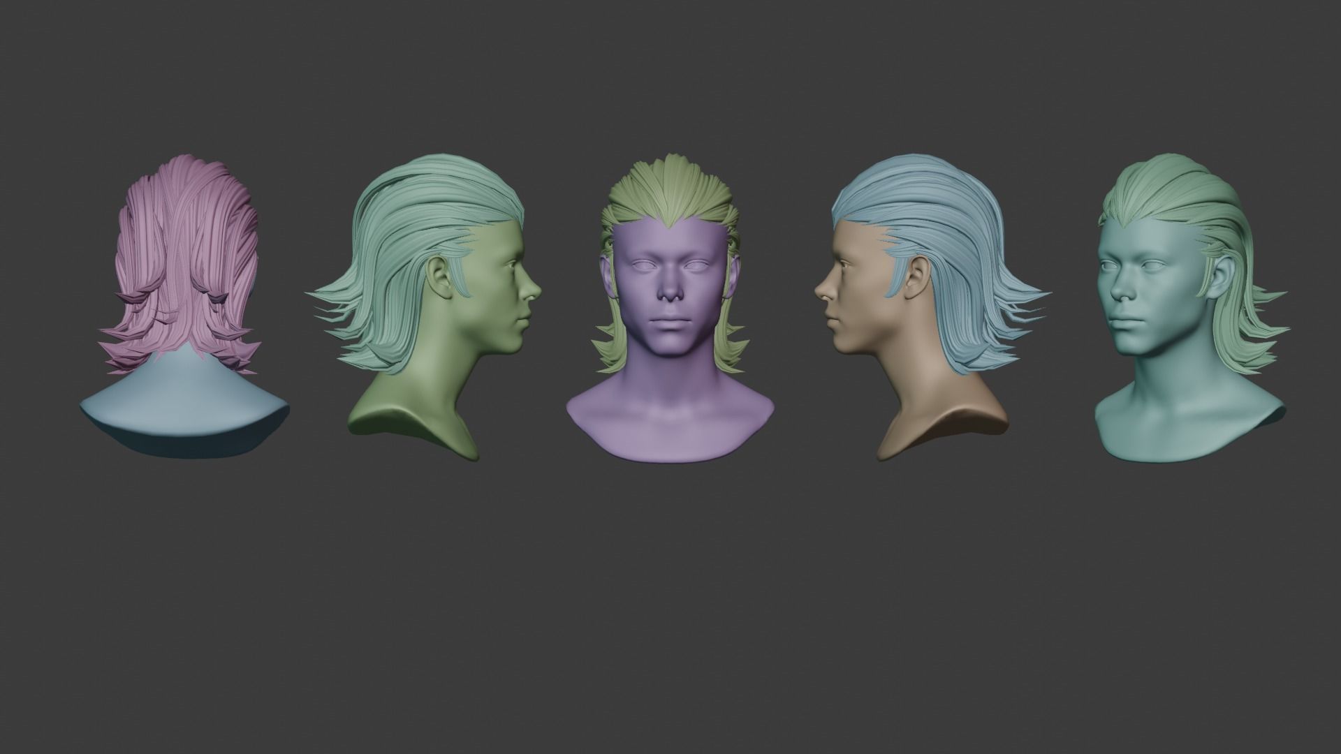 Male Hair  Low-poly 3D model_18
