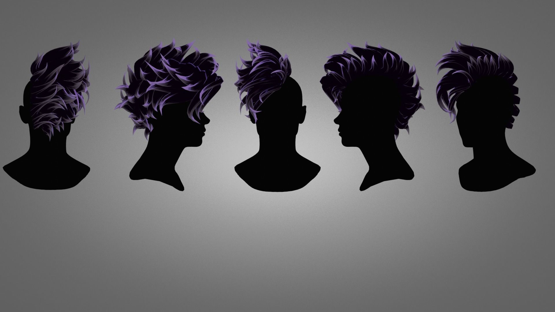 Male Hair  Low-poly 3D model_5
